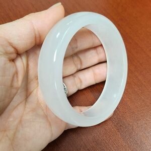 White Myanmar Jadeite Bangle